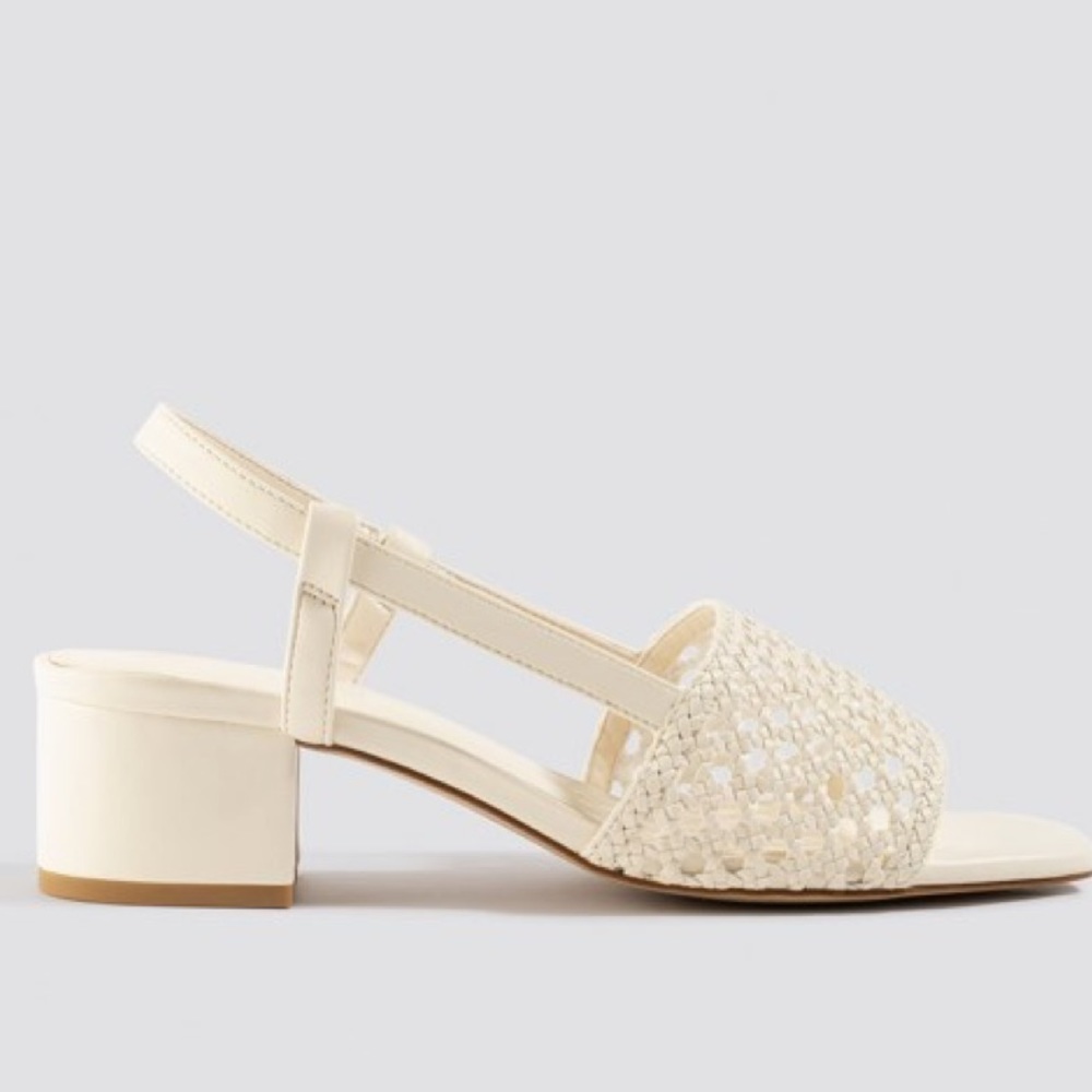 White heeled sandals